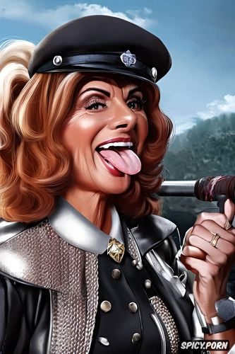 insane gilf, sophia loren, cum in mouth, nazi garrison cap on head