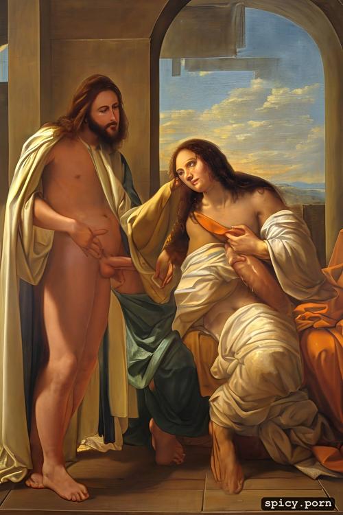 dick in pussy, masterpiece, 8k, realistic, jesus having sex with mary magdalene