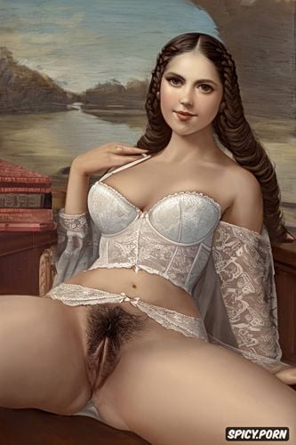 braids gentle smile no panties dick in pussy victorian era england painting in the style of george lambert no panties
