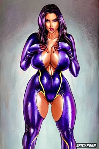 big boobs beatiful face perfect legs blue eyes liquid satin gymsuit catsuit purple shiny spandex hot body perfect pussy sex woman