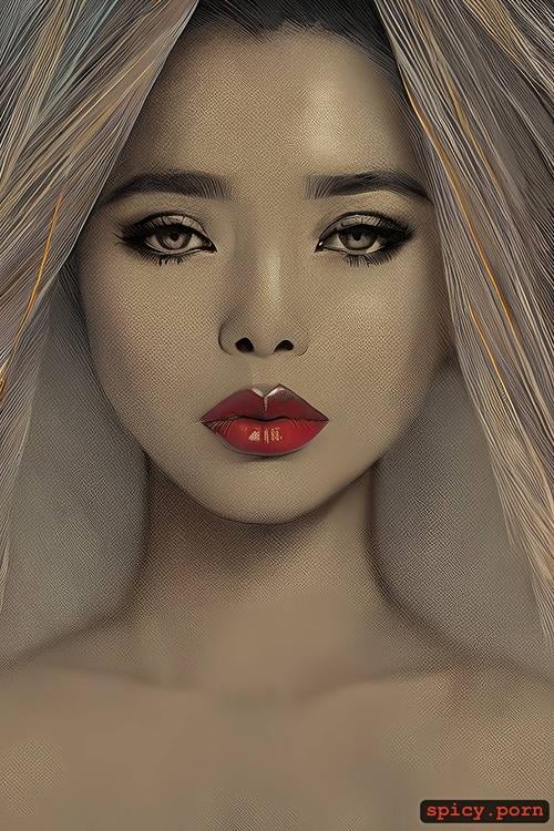 trending on artstation, red lips, of renaud sechan, portrait
