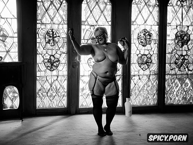 fatty, ultra detailed photo, nude, stained glass windows, group of old people