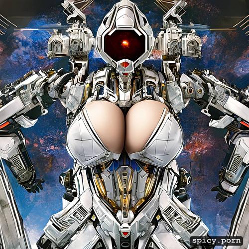 centered, nude, breathtaking beauty, vibrant, busty, mech, comprehensive cinematic