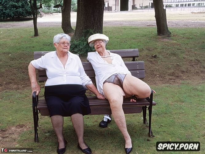 up skirt, dress, cellulite legs, sitting on a park bench, shirt