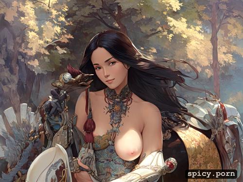 dark hair, armors, symmetrical shoulders, smooth, chinese teen with detailed face