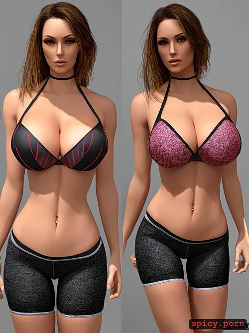 standing, perfect fit body, 3d, oil, women, realistic, pierced large nipples