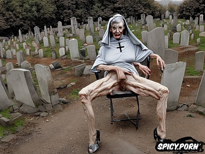 very old granny, zombie, ninety, cemetery, vaginal gape, very thin