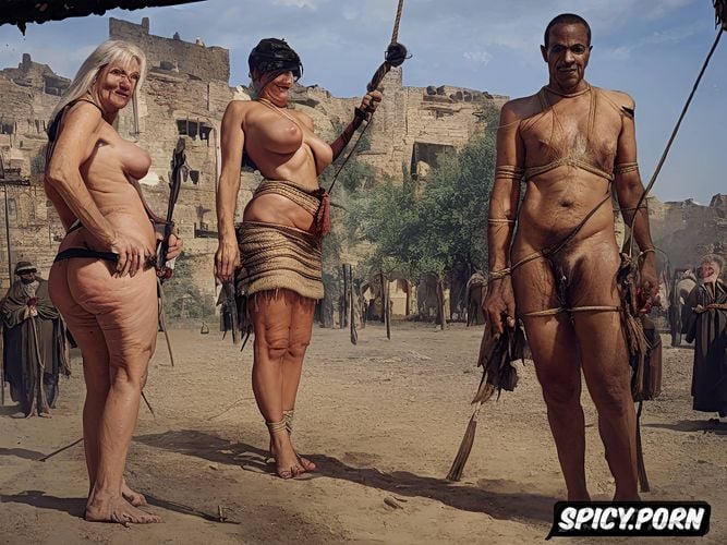 thick legs, traditional arabic dress, large areolas, slave market