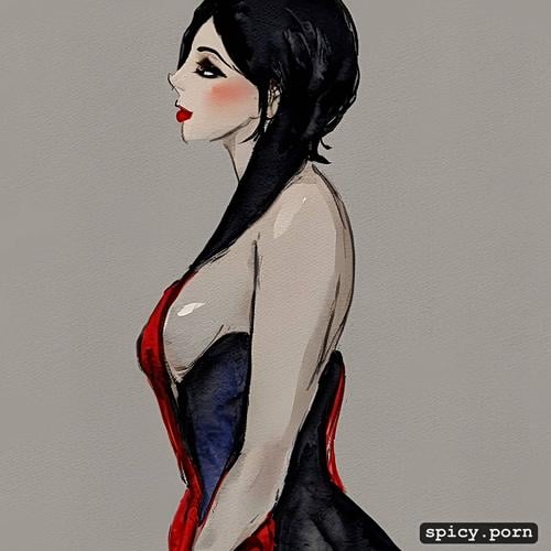 nude pale queen of hearts black hair