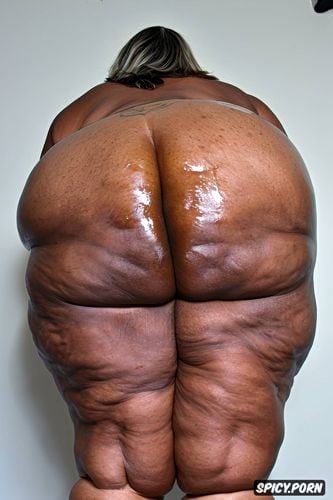 hyperrealistic, entirely naked, best quality, oiled body, huge massive fat ass