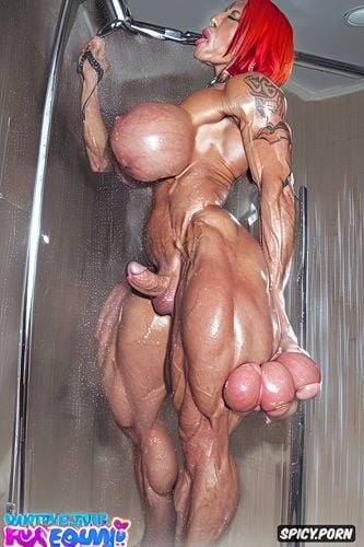 bodybuilder, k ultra realistic photo, spreading legs, enormous boobs