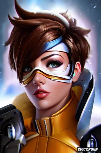 ultra detailed, ultra realistic, 8k shot on canon dslr, tracer overwatch beautiful face