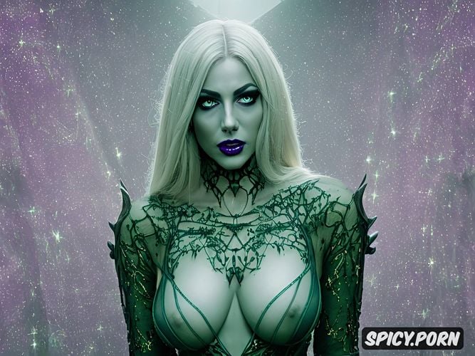 busty nude female necromancer, ultra detailed, see through bust