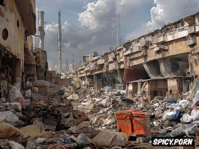 industrial zone, boiler room, quarry, topless, beautiful face