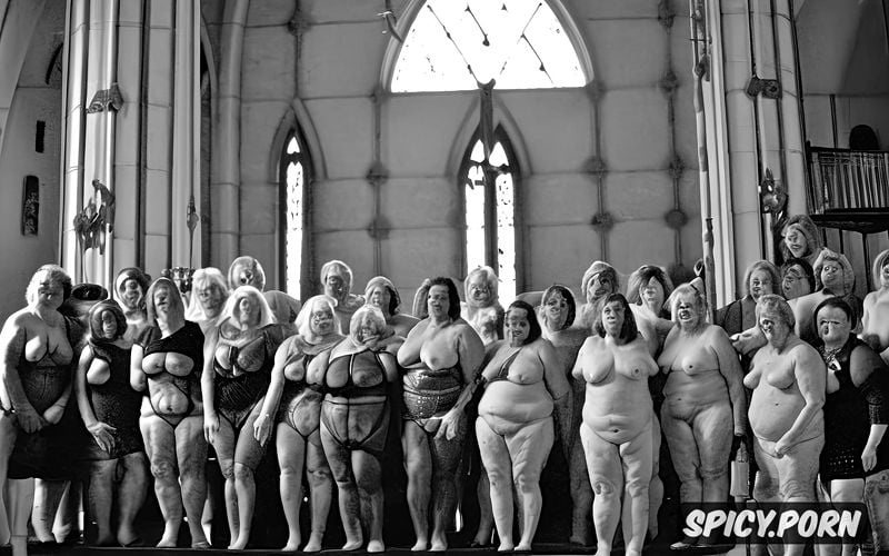 ultra realisic, church choir, nude, grannies, fat, gray pussy