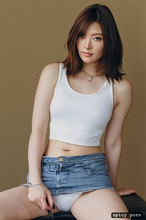 beautiful face, crop top, 18 years old japanese high school student