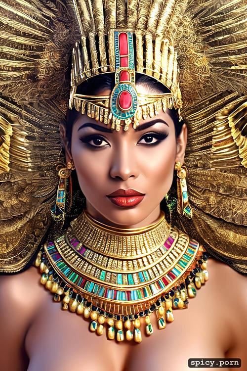 egyptian goddess, beautiful, elegant, topless, jewelry