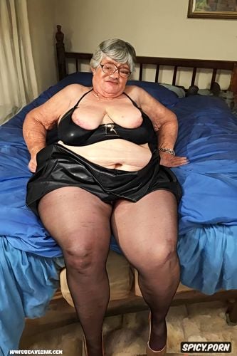 the fat grandmother has a thick pussy under her skirt