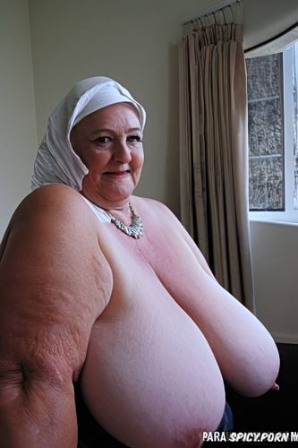 naked boobs, snub nose, hijab, chubby face, fat face, big nipples