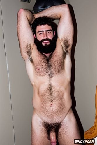 very hairy armpits, erect penis, a very hairy man, tanned, exceeding the limits