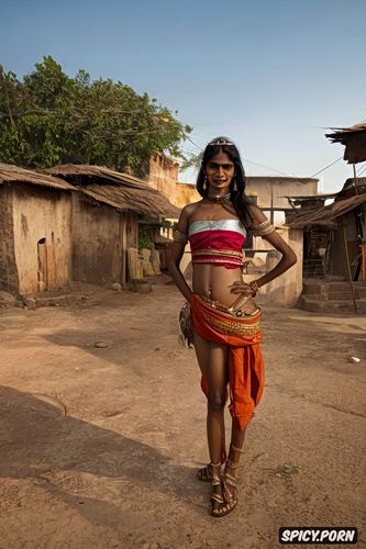 an illiterate young little petite gujarati villager beauty preparing to be fucked by several panchayat men