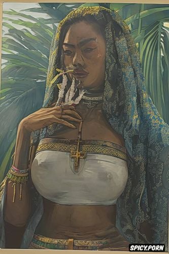 cross eyed, thai woman, tropical rainforest, egon schiele, gaugain painting