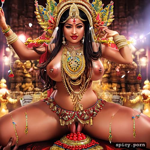 hindu temple hairy pussy, pierced clitoris, extremely photorealistic