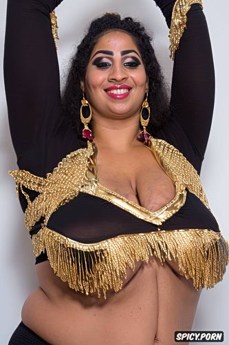 very realistic, busty1 7, curvy, sharp focus, intricate beautiful dancing costume with matching top