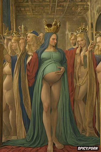 renaissance painting, virgin mary nude, altarpiece, pregnant