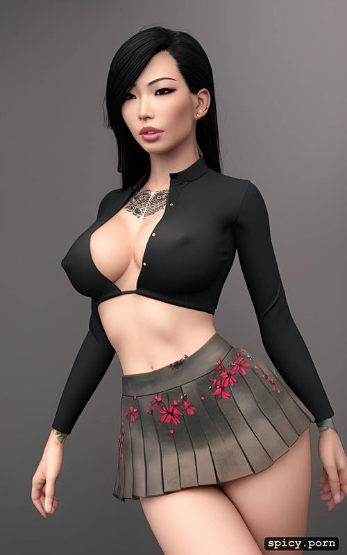 realistic, under boob, ultra detailed, highres, asian female