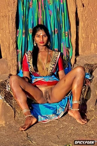 a stunning typical tribal gujarati village beauty, pussy must be visible