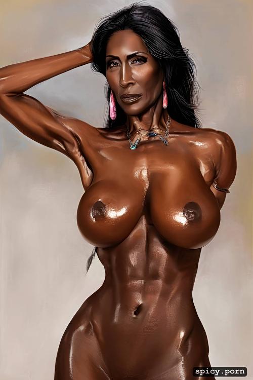 realistic, ultra detailed, athletic, devil, style oil, ethiopian ethnicity