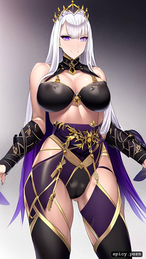 tiara, raw, 3dt, chastity belt, white hair, purple eyes, 91tdnepcwrer