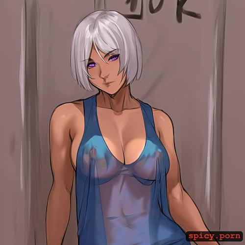 highres, full body, detailed, 3dt, style pencil v2, see through tanktop with underboob