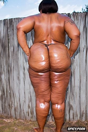 pear shaped body, ssbbw1 5, oiled body, partial rear view, no watermarks