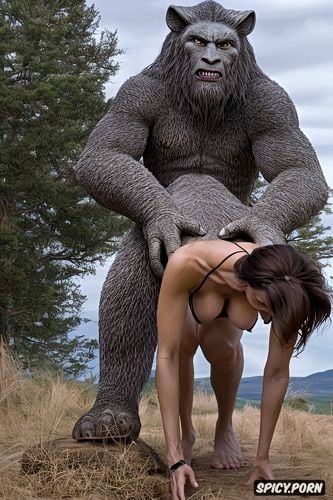 surprised by ecstasy generated big sasquatch contact, on all fours