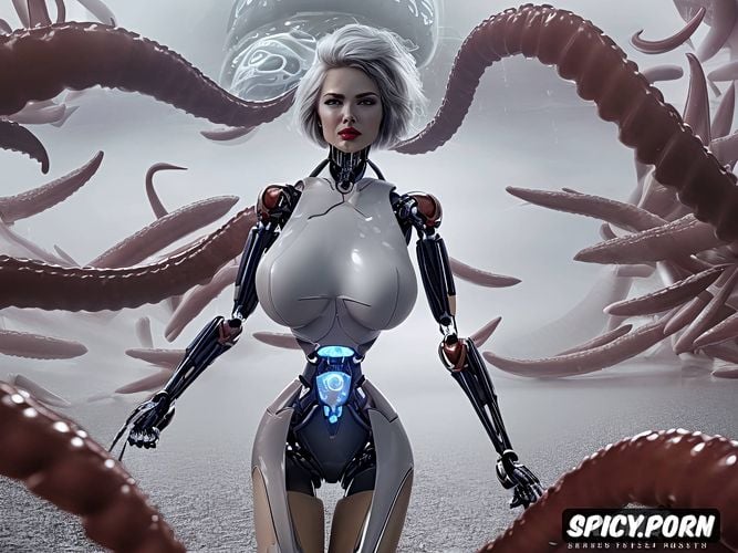 thick legs, thick body, woman vs robot tentacle vagina probe model