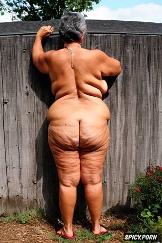 frontal view, enormous wide hips, seventy of age, massive wide hips