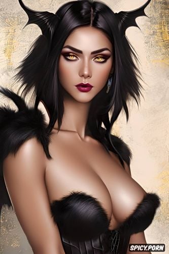 beautiful face artstation, dark magic, small round perky natural breasts