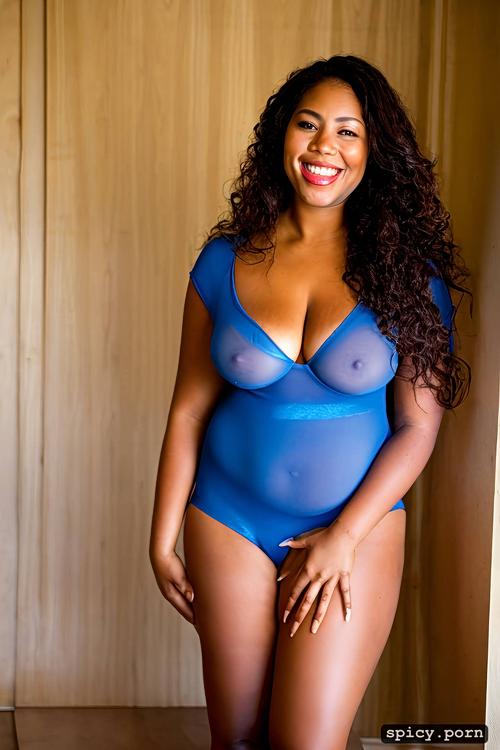 nude, giant natural boobs, thick hourglass figure, smiling, nude