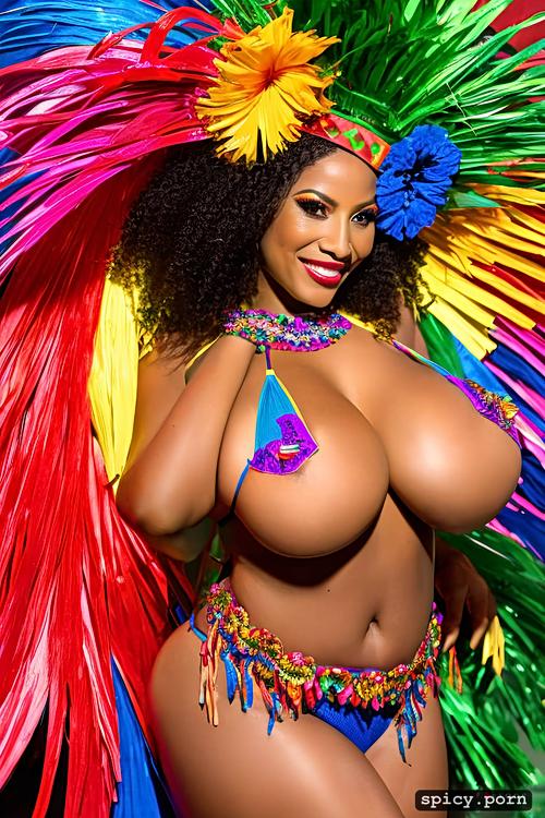 giant hanging tits, intricate costume with matching bikini top