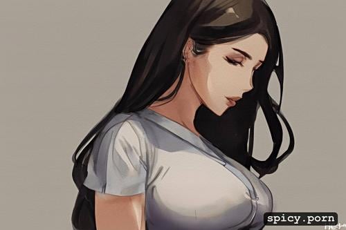 korean lady, pretty face, hot body, massive tits, see through shirt