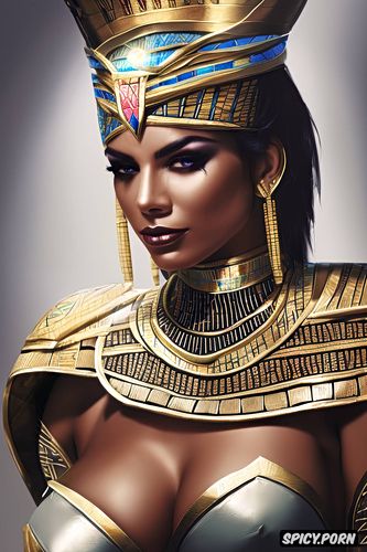 ashe overwatch female pharaoh ancient egypt pharoah crown royal robes beautiful face portrait muscles