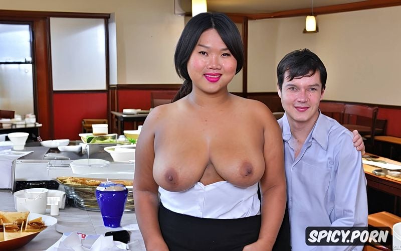 all you can eat buffet, food, bbw, food covered, eating, naked in chinese restaurant