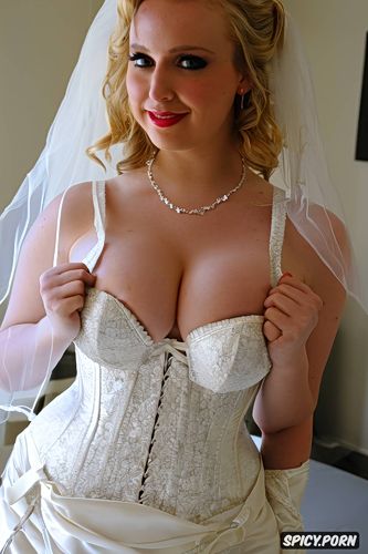 bride, thick body shape, smiling, from estonia, saggy breasts