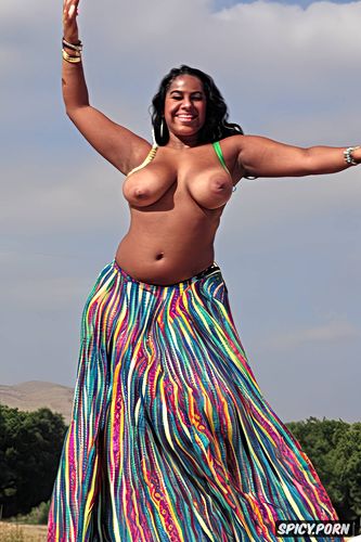large saggy tits, wide hips, at a dance festival, sharp focus