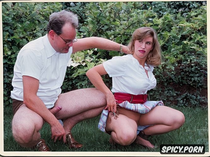 real natural colors expressive faces embossed image high quality sly uncle puts his hand deep under skirt between her thin very open wide legs of the tiny niece who is curiously and eager to taste dangling tasty milk of the uncle s thick dick full of cum in her school vacation in the garden