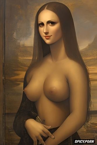 painted in the style of rembrandt, detailed, topless, mona lisa