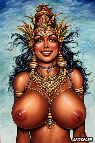 beautiful face, jewellery, sexy figure, sexy pussy, hindu god