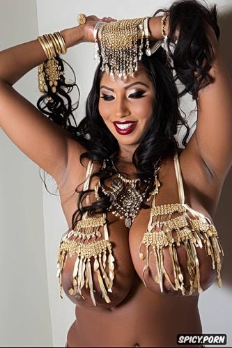 gorgeous indian burlesque dancer, gigantic perfect boobs, emerald bracelet